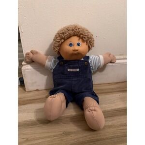 Vintage 1982 Cabbage Patch Kids Boy Doll Blonde Yarn Hair Blue Eyes Coleco